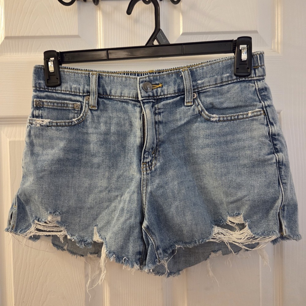 Aerie sz S cutoff jean shorts back elastic waist casual summer lightweight denim